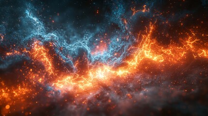 Naklejka premium Abstract fire and ice, clash of elements, digital art, background, graphic design