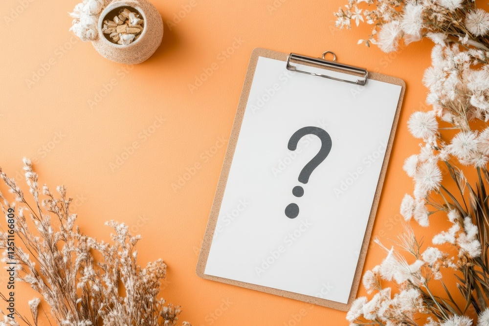 Poster A flat, modern design of a clipboard with a question mark, representing a placement test assessment