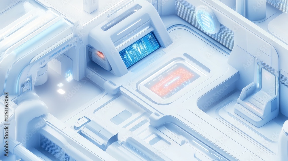 Poster d representation of a futuristic data warehouse with ai-powered insights.