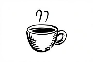 Hand-Drawn Coffee Cup Illustration: A Simple Sketch of a Hot Beverage