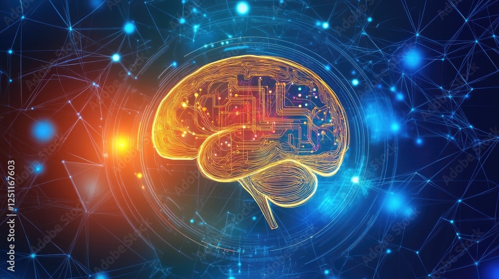 Poster advanced ai interface processing data in a futuristic digital environment.
