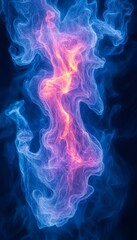 Obraz premium Abstract Fractal Designs, Vibrant Teal And Blue With Hints Of Pink, Intricate Textures