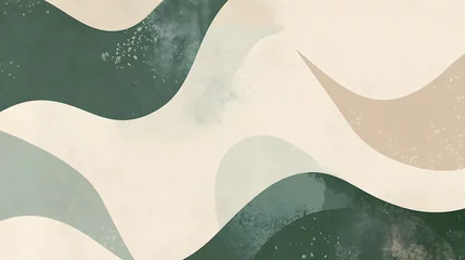 Gordijnen Abstract Green Beige Wave Art Design © Sajar