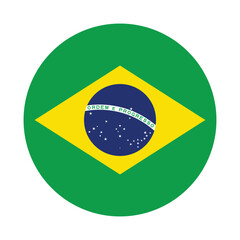 Obraz premium Flag of Brazil. Brazil circle flag logo icon digital vector illustration
