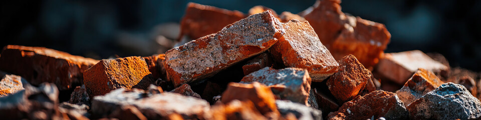 Fototapeta premium Pile of Broken Red Bricks