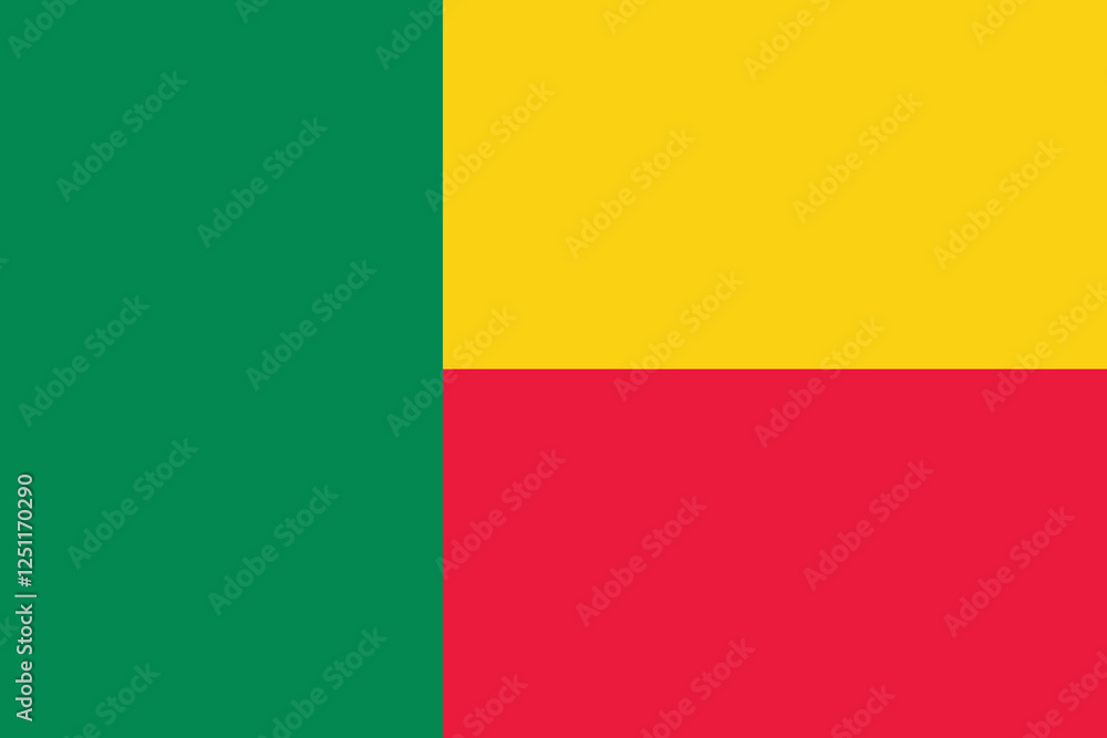 Poster benin flag. the official ratio. flag icon. standard color. standard size. a rectangular flag. comput
