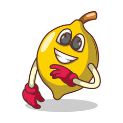 Funny doodle fruit cartoon with cute expression