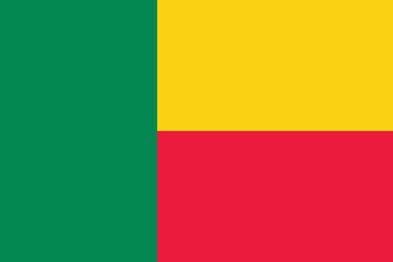 Obraz premium Benin flag. The official ratio. Flag icon. Standard color. Standard size. A rectangular flag. Computer illustration. Digital illustration. Vector illustration.