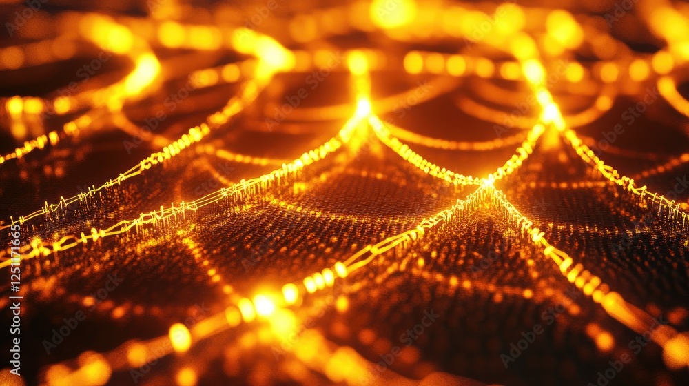 Poster blockchain-based metaverse ecosystem visualized as interconnected glowing chains.