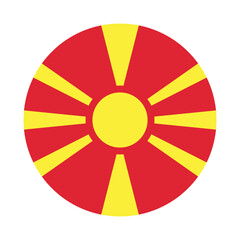 Obraz premium Flag of North Macedonia. North Macedonia circle flag logo icon digital vector illustration