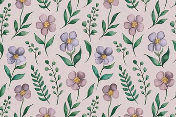 Delicate Floral Pattern with Leaves