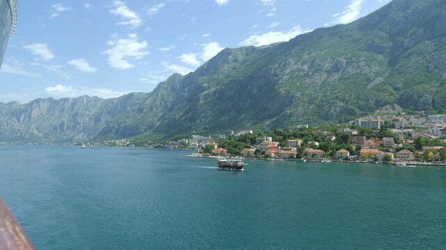 Beautiful bay of Kotor, by ship past Dobrota, Montenegro