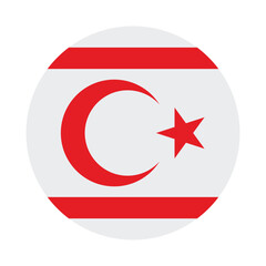Northern Cyprus circle flag logo icon digital vector illustration