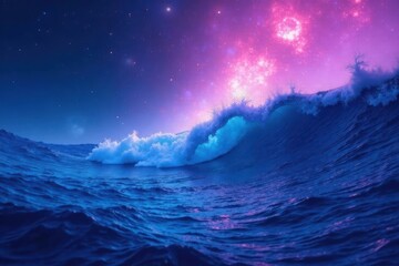 Fototapeta premium Deep blue and purple hues blend to shimmering white; oceanic psychedelic color explosion , texture, vortex