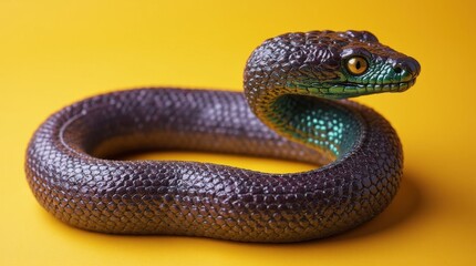 Naklejka premium Deep Violet Serpent with Shimmering Emerald Underbelly