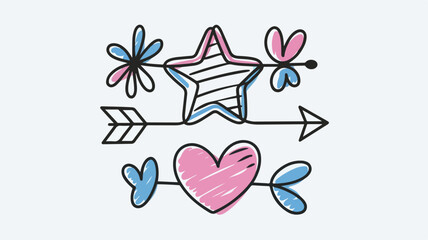 Whimsical Hand-Drawn Doodle Icon Set  Stars, Arrows, Hearts & More