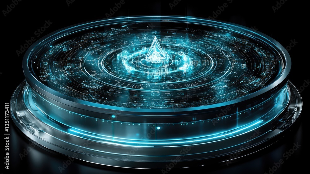 Poster cloud data storage with analytical processing displayed in holograms.