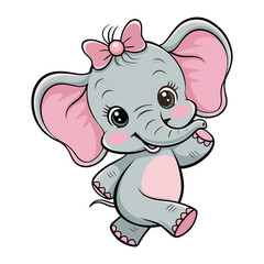 Cute baby dancing elephant with bow