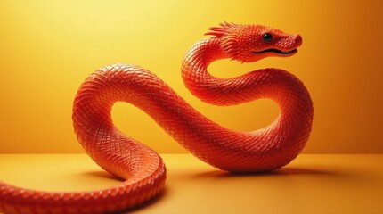 Obraz premium Fiery Red Python in Spiral Shape