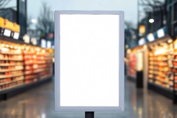 Mockup advertising board in front of supermarket. Mock up billboard for your text messege or mock up content with department store, clipping path.