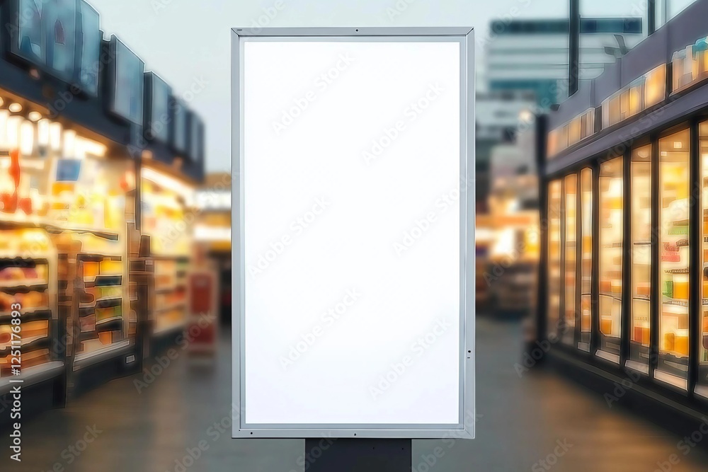Wall mural mockup advertising board in front of supermarket. mock up billboard for your text messege or mock up