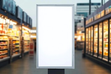 Mockup advertising board in front of supermarket. Mock up billboard for your text messege or mock up content with department store, clipping path.
