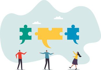Compromise to get solution in business meeting, leadership to communicate and connect ideas in brainstorm session.business concept.flat character.