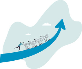 Increase sales or profit, purchasing power growth or consumer spending more money,business concept.flat character.