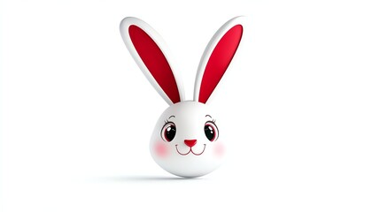 a kawaiistyle Easter bunny with chocolatecovered ears, adorable cartoon design, pastel colors, isolated on white background