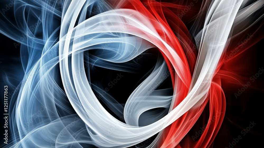 Leinwandbilder dynamic abstract background with flowing smoke and elegant curved lines in red, white, and blue on a