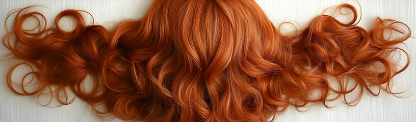 Naklejka premium Red curly hair styled flat, white background