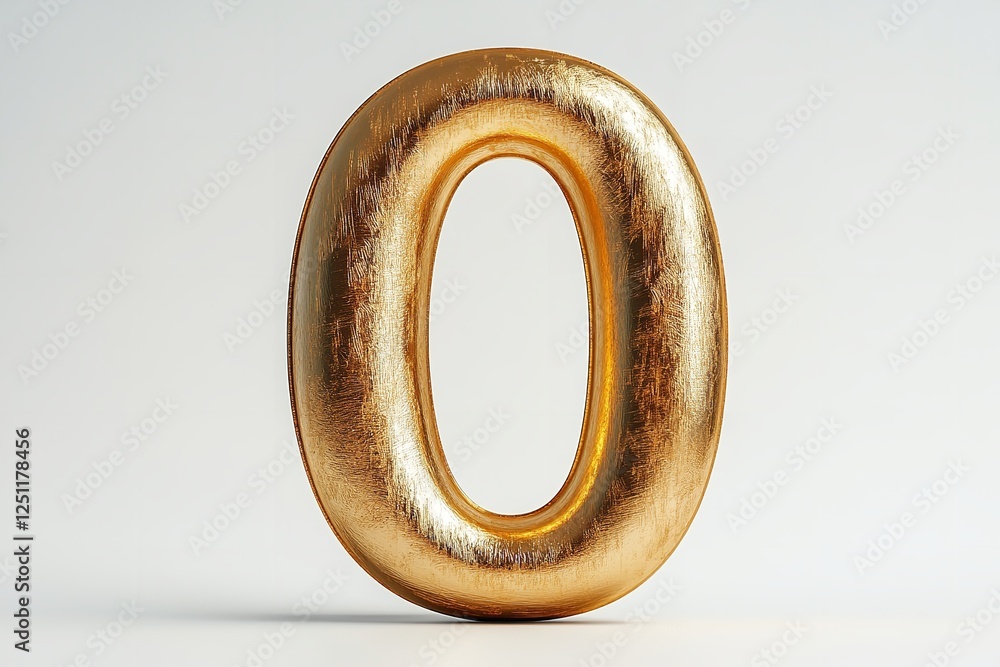 Fototapete isolated on a white backdrop is the 3d letter o in a gold serif typeface.  generative ai