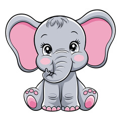 Fototapeta premium Angry babay elephant with bow