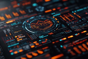 Obraz premium Futuristic financial tech dashboard global economic insights