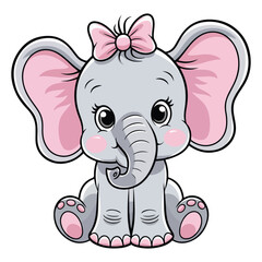 Angry babay elephant with bow