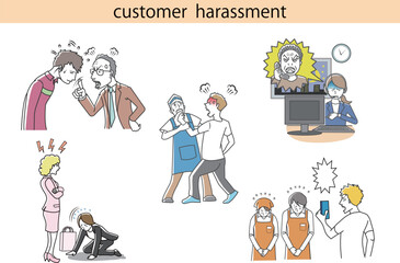 カスタマーハラスメント　イラストセット