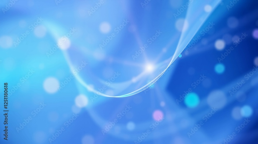 Poster a blue background with a blue line and a bunch of dots. the dots are scattered all over the backgrou