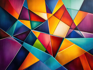 Fototapeta premium Vibrant geometric shapes in bold colors create depth and visual interest. interplay of light and shadow enhances dynamic composition, evoking sense of energy and movement