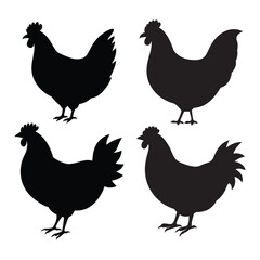 set of chicken silhouettes vector illustration.