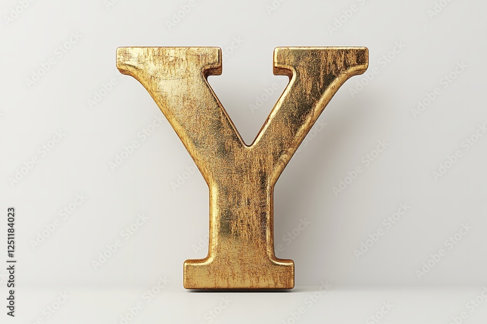 Fototapete isolated on a white backdrop is the 3d letter v in a gold serif typeface. generative ai