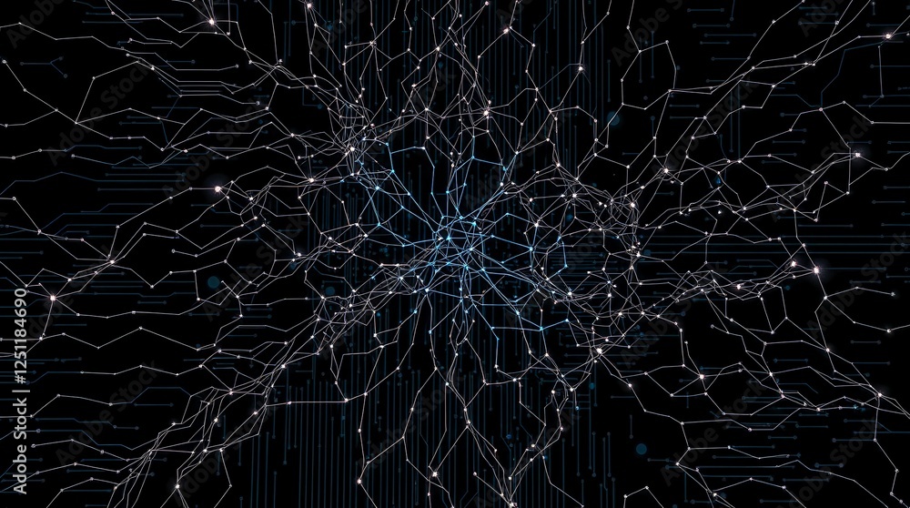 Poster a black and white image of a starry sky with a lot of lines and dots. the image is abstract and has 