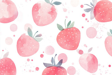 可愛い苺の水彩画イラスト　Generative AI