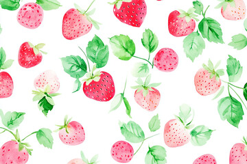 可愛い苺の水彩画イラスト　Generative AI