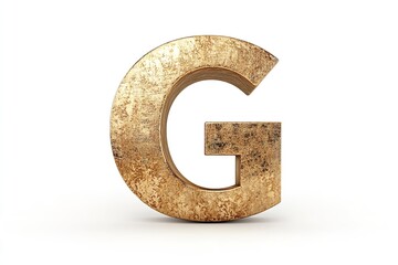 The gold serif font of the 3D letter G is isolated on a white backdrop. Generative Ai