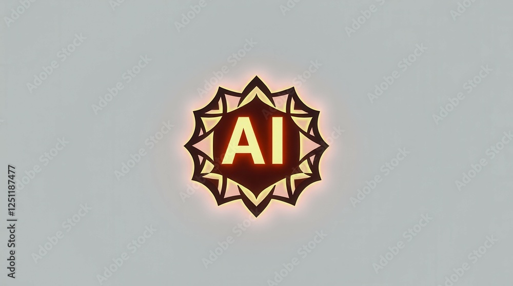 Poster a glowing symbol with the letter a in the center. the symbol is surrounded by a pattern of triangles