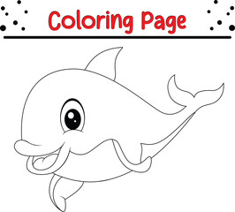 Baby Dolphin coloring page. Sea animal coloring book page