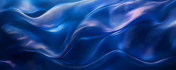 Obraz premium Blue silk waves, dark background, abstract design
