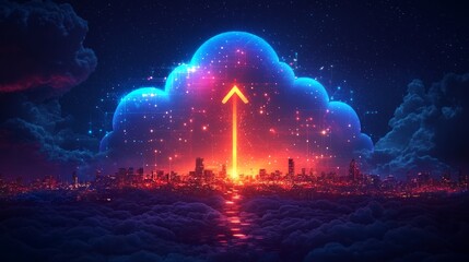 Futuristic Cloud Computing Cityscape