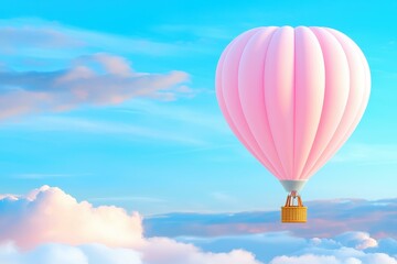Fototapeta premium A serene pink hot air balloon in the sky.
