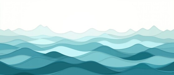 Abstract waves in varying shades of blue and green